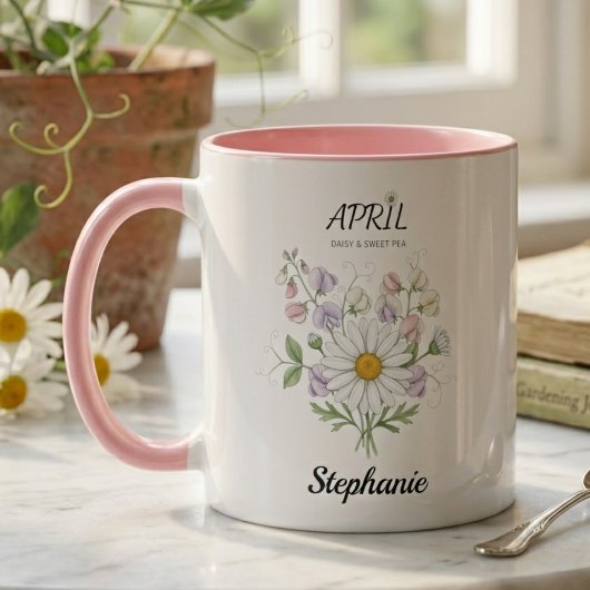 April Birth Flower Botanical Sister Birthday Gift マグカップ