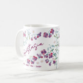 April Birth Flower Custom Name Sweet Pea Daisy コーヒーマグカップ (正面左)