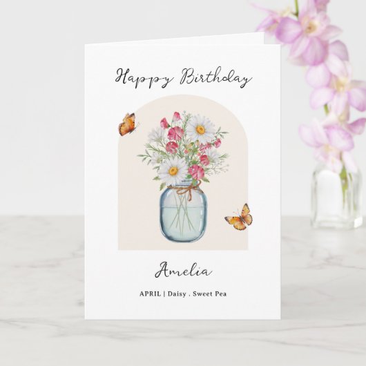 April Birth Month Flower Birthday カード (蘭)