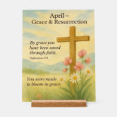 April Birthday Bible Verse Cross and Resurrection  アクリルサイン (正面)
