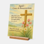 April Birthday Bible Verse Cross and Resurrection  アクリルサイン (傾斜)