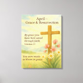 April Birthday Bible Verse Cross and Resurrection  キャンバスプリント (正面)