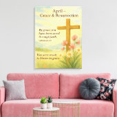 April Birthday Bible Verse Cross and Resurrection  キャンバスプリント (インサイチュ (リビング))
