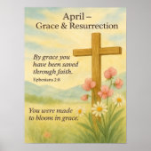 April Birthday Bible Verse Cross and Resurrection  ポスター (正面)