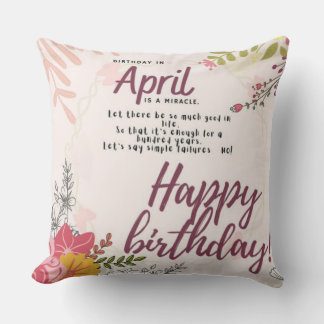 April Birthday Miracle Floral Quote Square クッション