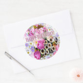 April Bouquet Birthday Classic Round Sticker ラウンドシール (封筒)