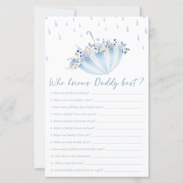 April Bring May Flowers Shower Who Knows Dad Game (正面)