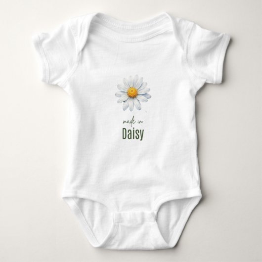 April Daisy Birth Flower Bodysuit Watercolor ベビーボディスーツ (正面)