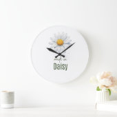 April Daisy Birth Flower Watercolor Wall Clock ラージ壁時計 (ホーム)