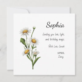 April Daisy Personalized Birthday カード