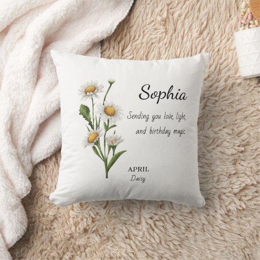 April Daisy Personalized Birthday クッション (ブランケット)