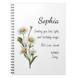 April Daisy Personalized Birthday ノートブック