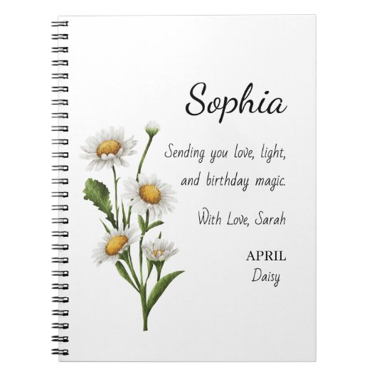 April Daisy Personalized Birthday ノートブック (正面)