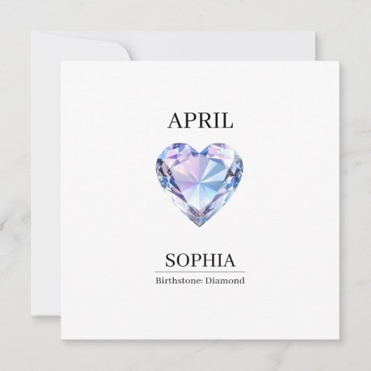 April Diamond Personalized Birthday カード (正面)