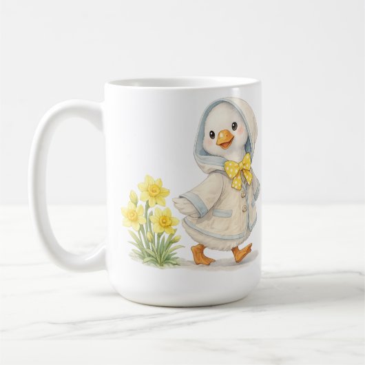 April Goose daffodils cute valentine illustration コーヒーマグカップ (左)