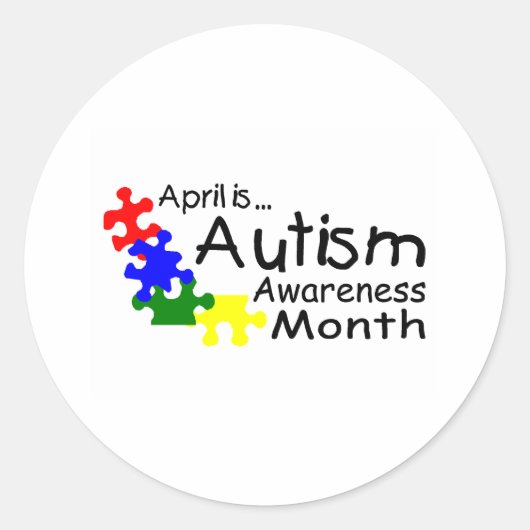 April Is Autism Awareness Month (Pp) ラウンドシール (正面)