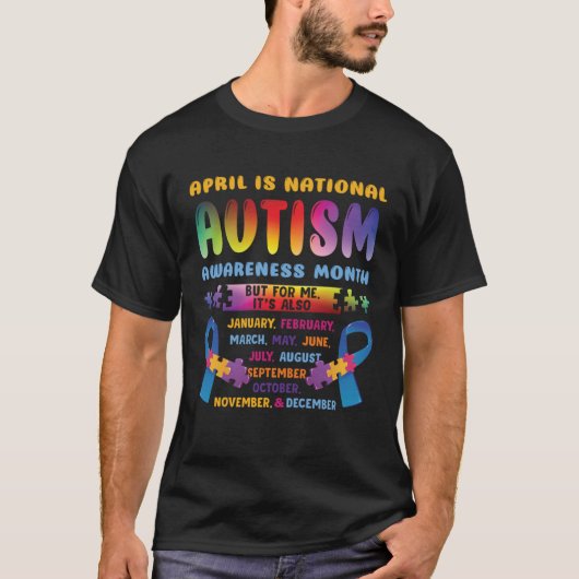 April Is National Autism Awareness Autism Mom Auti Tシャツ (正面)