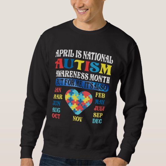 April is National Autism Awareness Month Kids Boy  スウェットシャツ (正面)