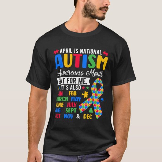 April Is National Autism Awareness Month Puzzle Pi Tシャツ (正面)