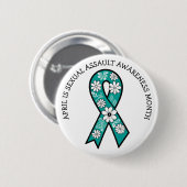 April is Sexual Assault Awareness Month | Teal 缶バッジ (正面&裏面)
