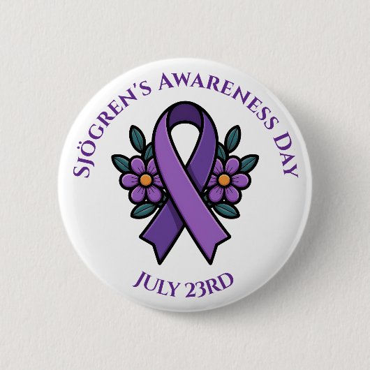 April is Sjögren's Awareness Day | Purple Ribbon 缶バッジ (正面)