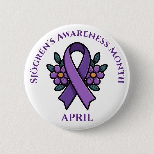 April is Sjögren's Awareness Month | Purple Ribbon 缶バッジ (正面)