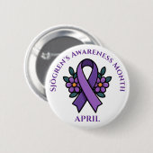 April is Sjögren's Awareness Month | Purple Ribbon 缶バッジ (正面&裏面)