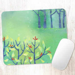April Modern Green Landscape Nature Painting マウスパッド