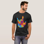 April National Autism Awareness Month ASL Love Sig Tシャツ (正面フル)