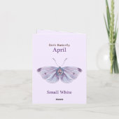 April Purple Small White Diamond Butterfly Art カード (裏面)