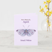 April Purple Small White Diamond Butterfly Art カード (黄色い花)