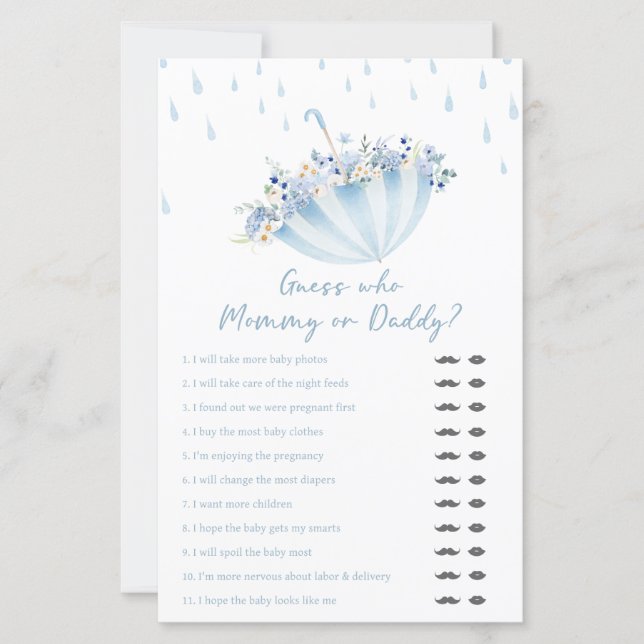 April Shower Bring May Flowers Shower Guess Games (正面)