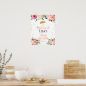 April Shower Umbrella Floral welcome sign ポスター (キッチン)