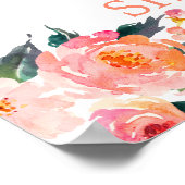 April Shower Umbrella Floral welcome sign ポスター (角)