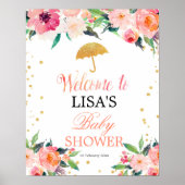 April Shower Umbrella Floral welcome sign ポスター (正面)