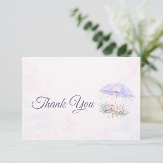 April Showers Bring May Flowers Baby Shower  サンキューカード (スタンド正面)