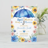 April Showers Bring May Flowers Blue Umbrella 招待状 (スタンド正面)