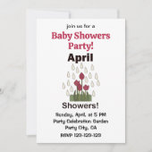 April Showers Daisy Flower Floral Baby Shower 招待状 (正面)