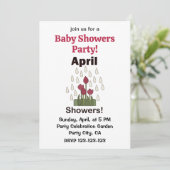 April Showers Daisy Flower Floral Baby Shower 招待状 (スタンド正面)