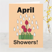 April Showers Pink Daisy Flower Floral カード (黄色い花)