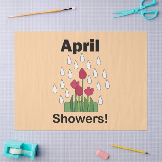 April Showers Pink Daisy Flower Floral 薄葉紙 (クラフト)