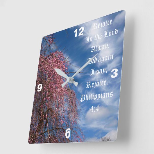 April Sky with Leviticus 11:44 スクエア壁時計 (傾斜)