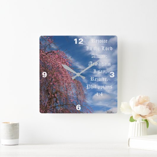 April Sky with Leviticus 11:44 スクエア壁時計 (ホーム)