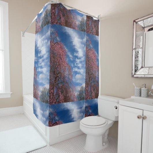 April Sky with Philippians 4:4 シャワーカーテン (インサイチュ)