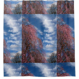 April Sky with Philippians 4:4 シャワーカーテン