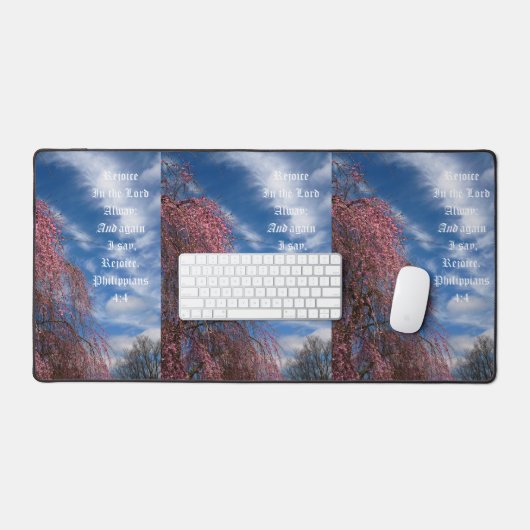 April Sky with Philippians 4:4 デスクマット (キーボード&マウス)