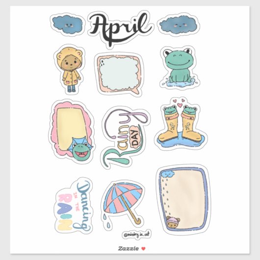 April Sticker Sheet – Rainy Days シール (シート)