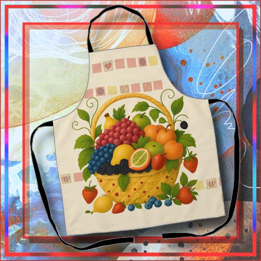 APRON - Colorful Overflowing Fruit Basket エプロン