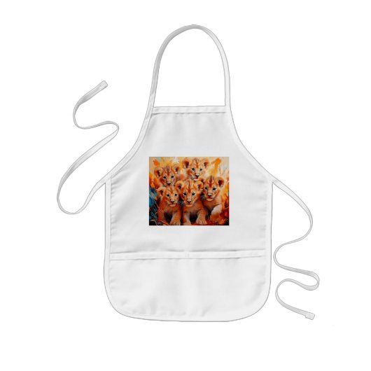 Apron- Five Lion Cubs Artwork 子供用エプロン (正面)