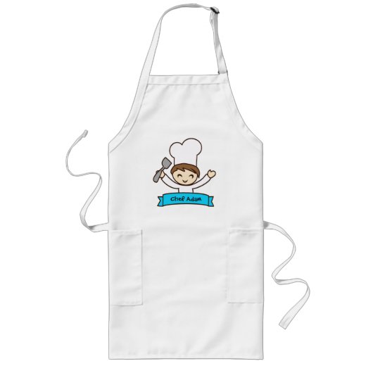 Apron for Kids with Hand-Drawn Masterchef Print ロングエプロン (正面)